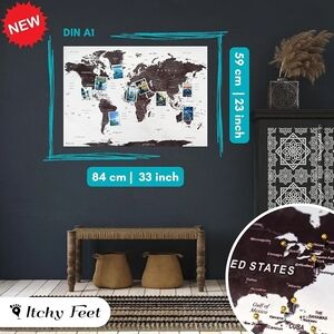 🆕️ World Map Faux Velvety Leather Mat Decor (NWT)